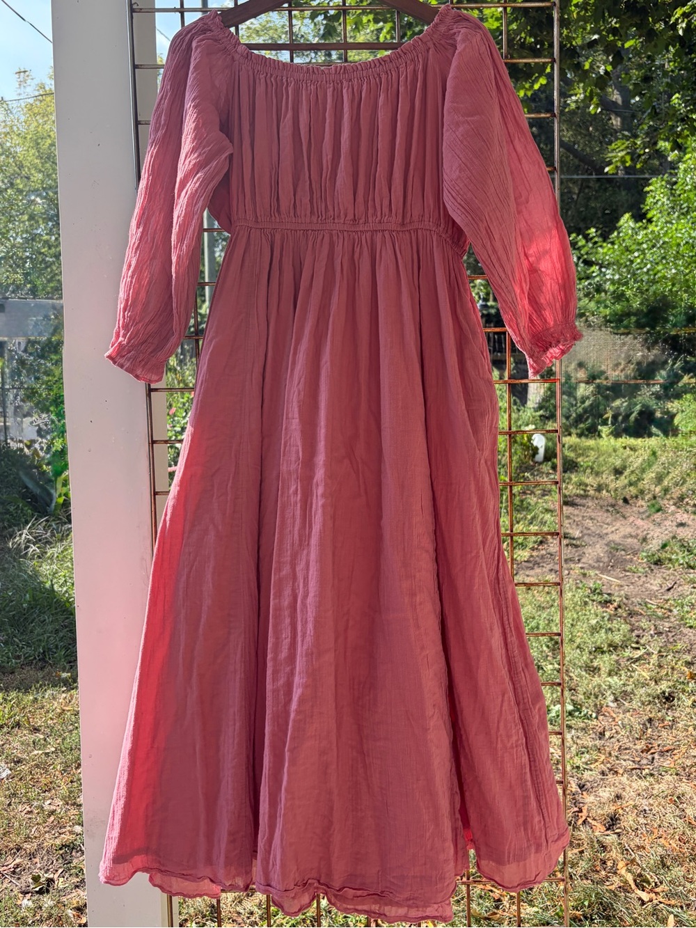 April Cornell Dusty Rose Peasant Maxi Dress